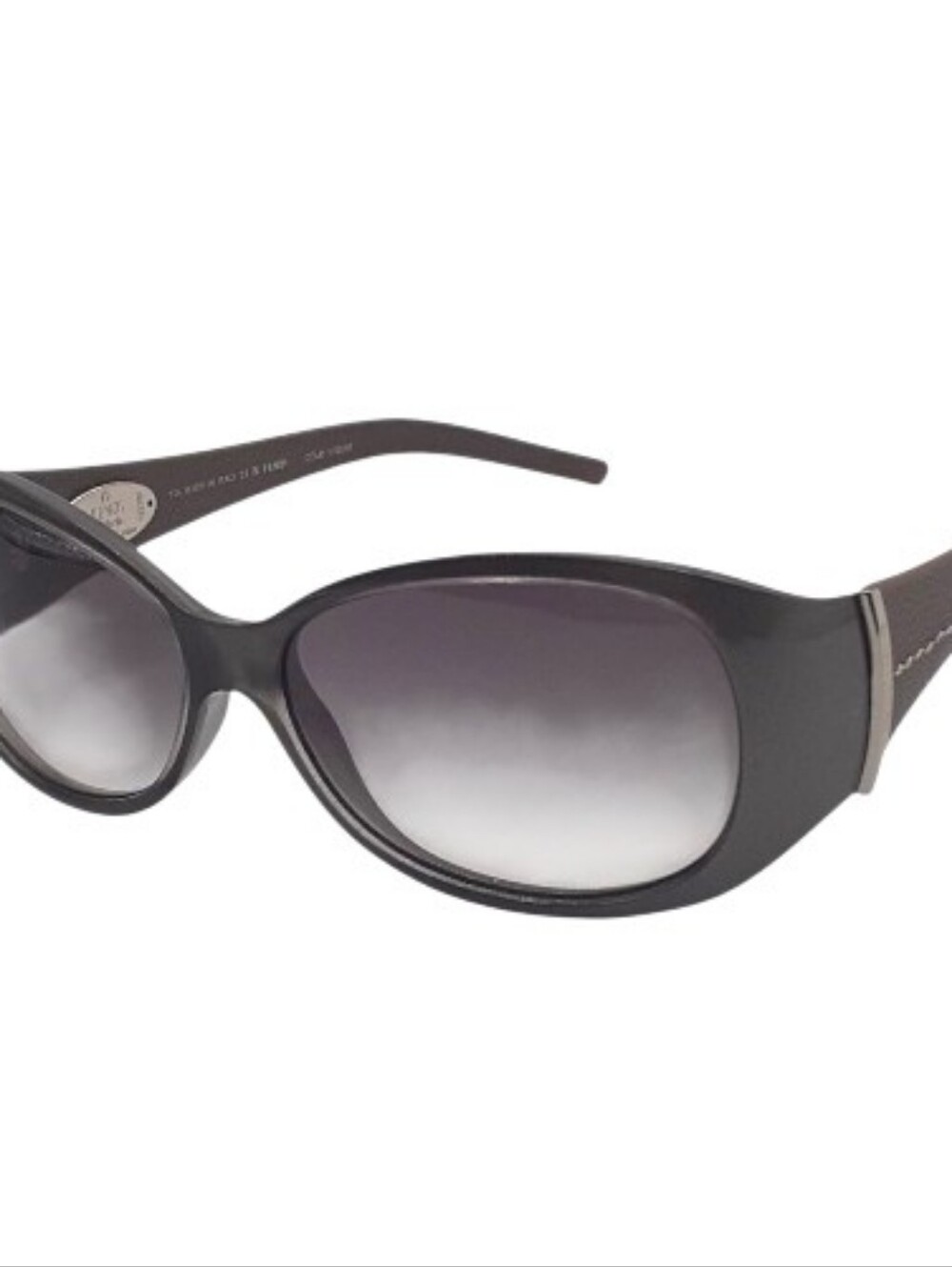 Fendi Vintage Sunglasses Gray Silver Frames Leather Temples with Hard Case - Picture 2 of 6